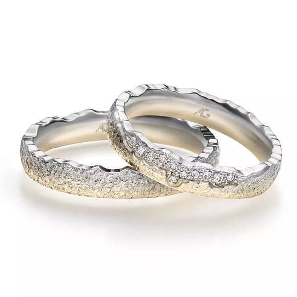 Gifteringer i gult & hvitt gull 14 kt, 4 mm. GERSTNER -31266